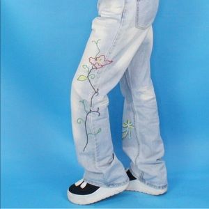 💎Dollhouse Light Wash Y2K Wide Leg Jeans w/ beaded Butterfly